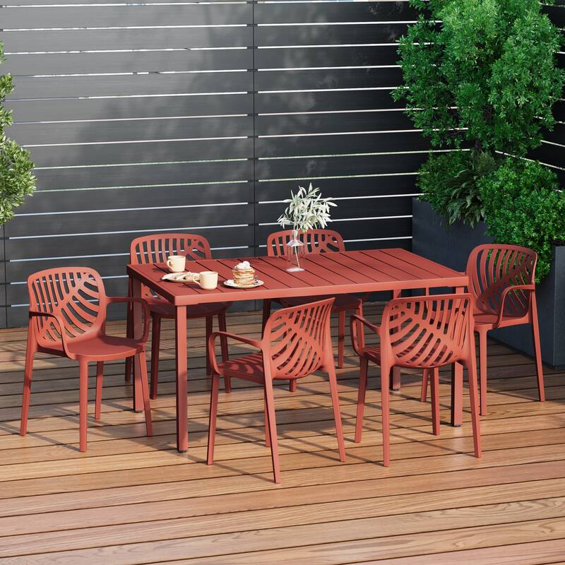 Frond and Form 6-Person Outdoor Rectangular Dining Set