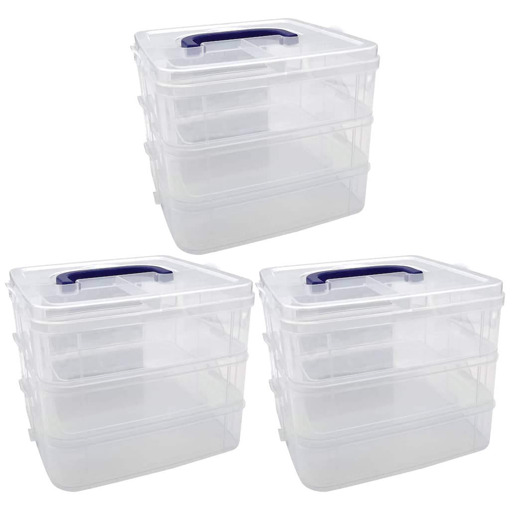 Teacher Created Resources Clear Stackable Storage Containers - 3 Tiers - Pack of 3