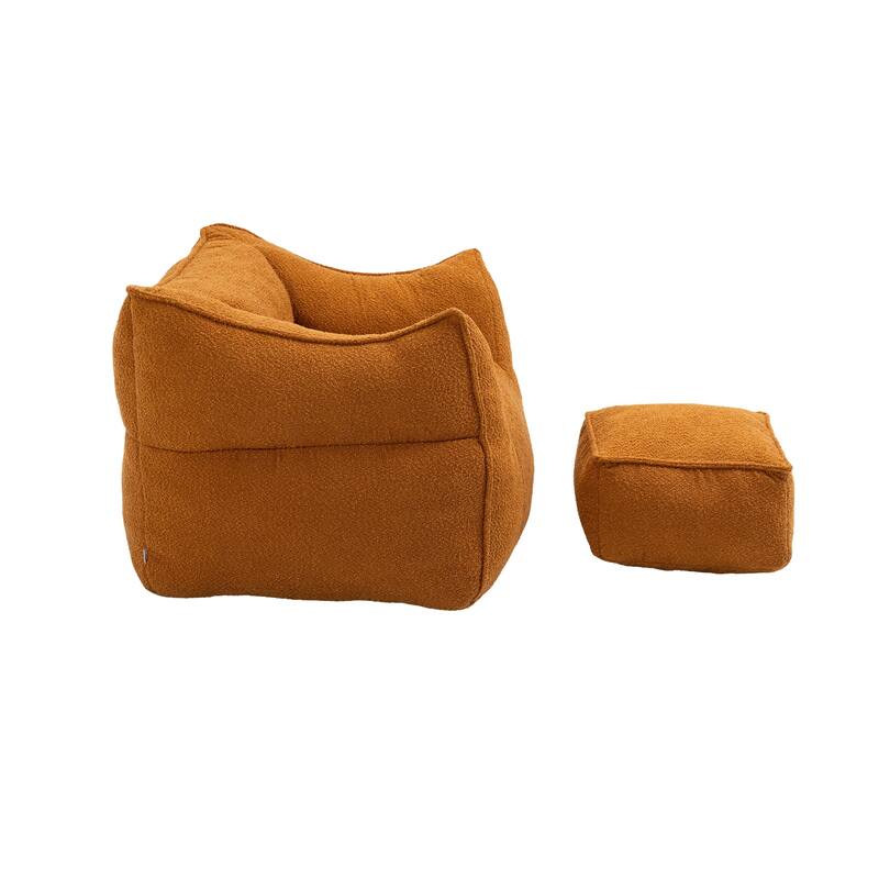 GDFStudio - COOLMORE Boucle Bean Bag Chair with Memory Foam Filling for Ultimate Comfort