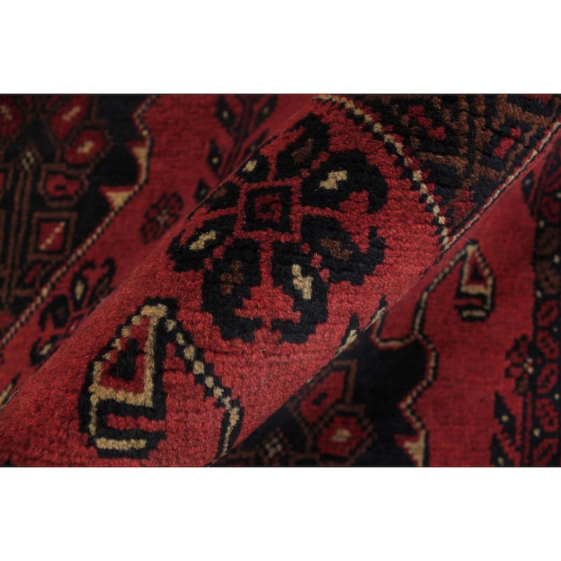 Rustic Biljik Khal Mohammadi Ezra Red/Black Rug - 3'5'' x 4'10''