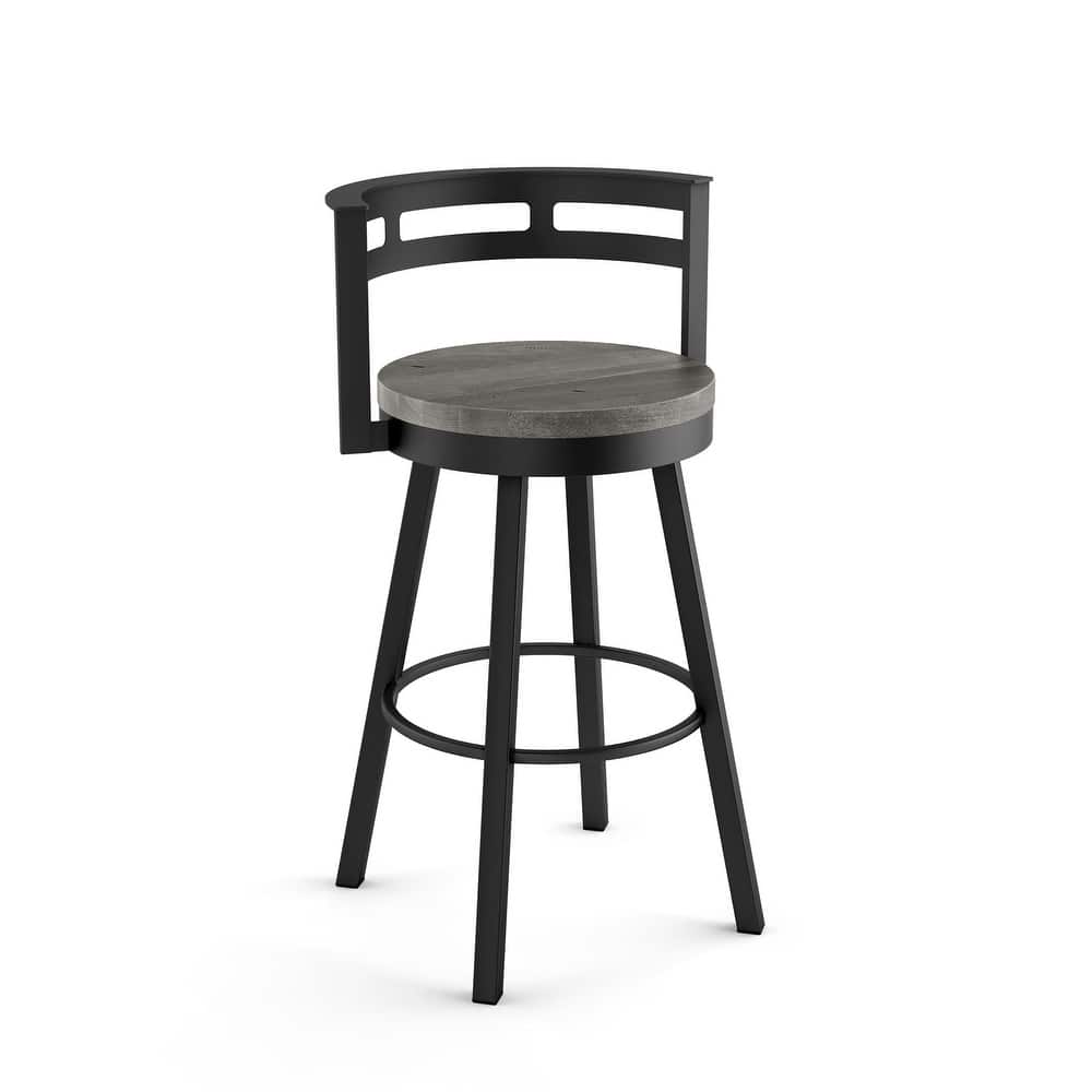 Amisco Vector Swivel Counter Stool with Distressed Wood Seat