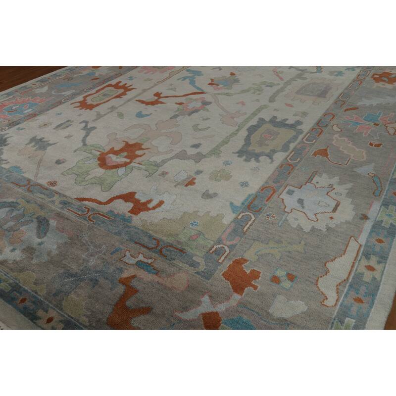 Oushak Indian Large Rug Hand-Knotted Wool Carpet - 11'9" x 15'0"