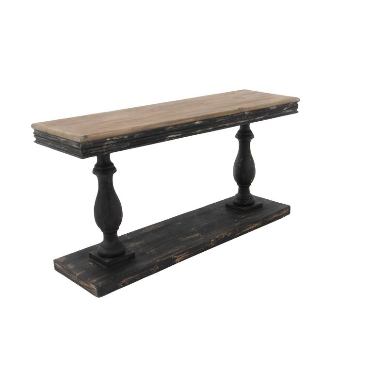 Wood Distressed Console Table with Brown Wood Top - Black - Roche River Decor - 18"Wx59"Lx31"H