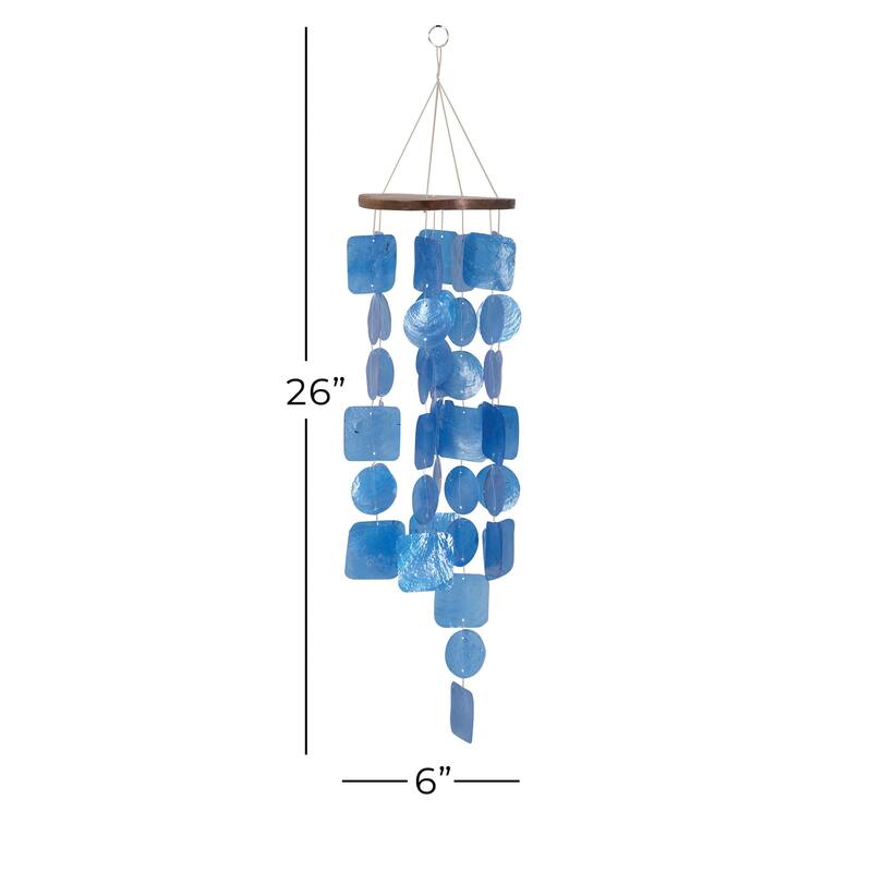 Capiz Shell Waterfall Windchime - Multi Colored, White, Blue, Teal - Roche River Decor