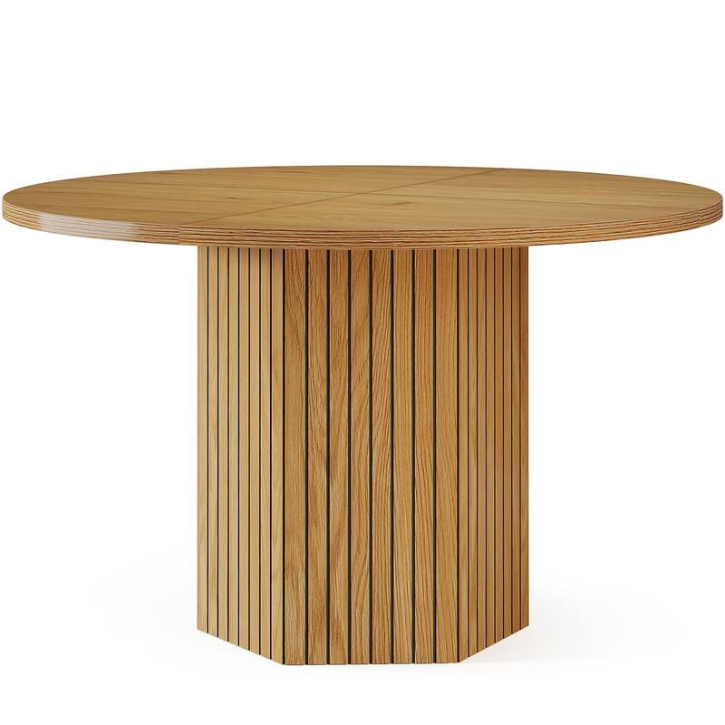 Wood 47-Inch Farmhouse Round Kitchen Dining Table for Small Space