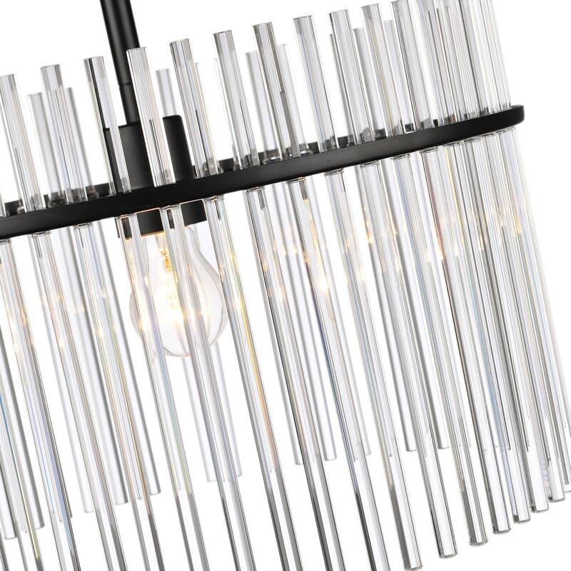 Artcraft Ava 1-Light Semi Flush Mount - Black with Clear Glass Rods Shade