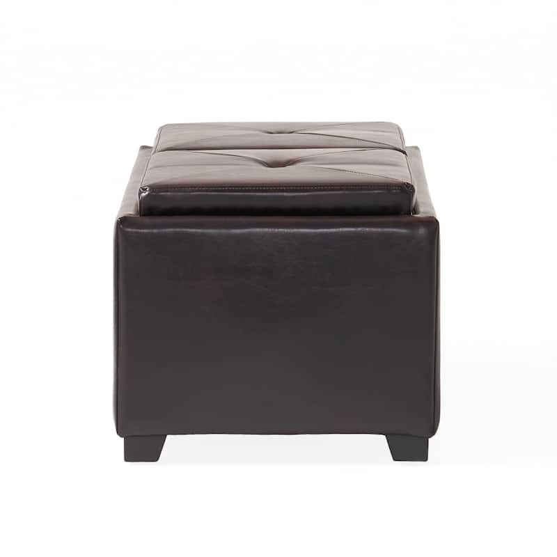 Maxwell Bonded Leather Tray Ottoman by Christopher Knight Home