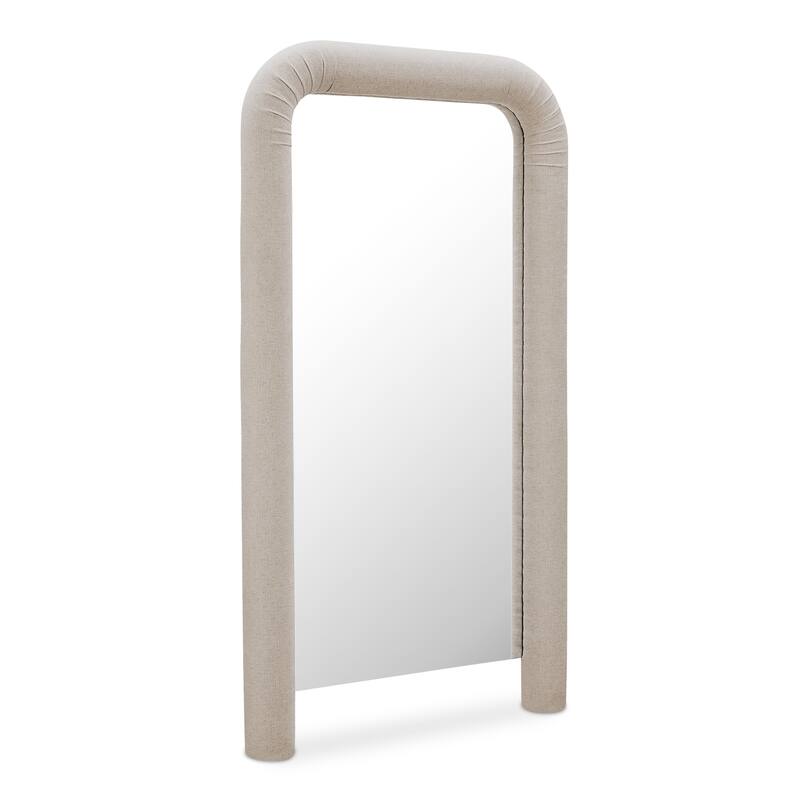NADAAL STUDIOS Cassair Floor Mirror, Soft-Corner Ruched Upholstered Frame Full-Length, Olive