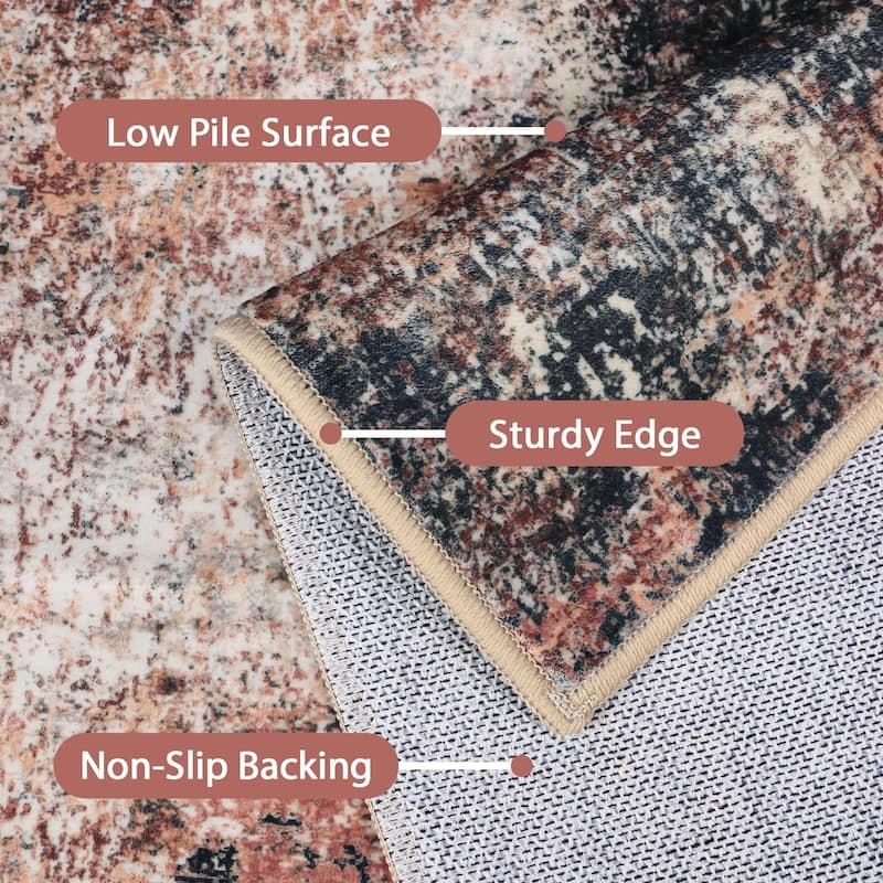 Mcow Modern Abstract Machine Washable Low Pile Area Rugs