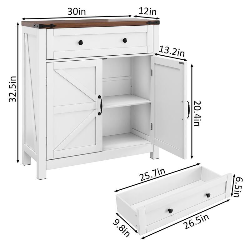 Coffee Bar Cabinet with Two Drawers, Kitchen Storage Cabinet with Adjustable Shelf, Buffet Cabinet with Two Doors