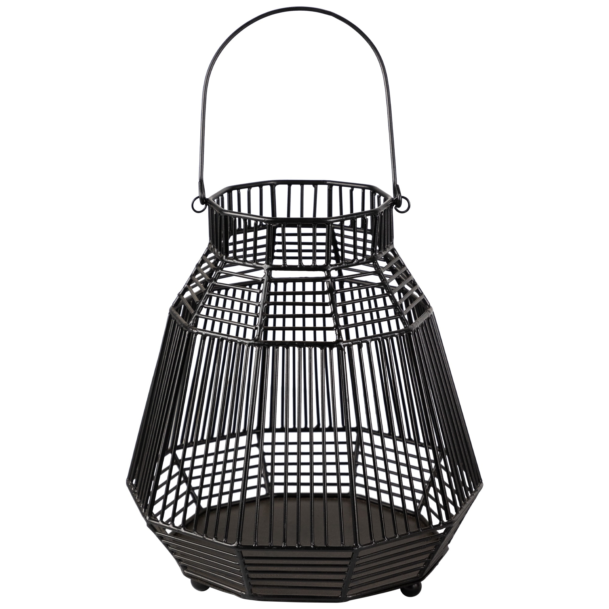 Large Geometric Iron Hurricane Candle Lantern - 11.25" - Black