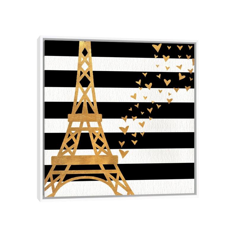 iCanvas "Eiffel Tower Love" by SD Graphics Studio Framed - White - 18x18