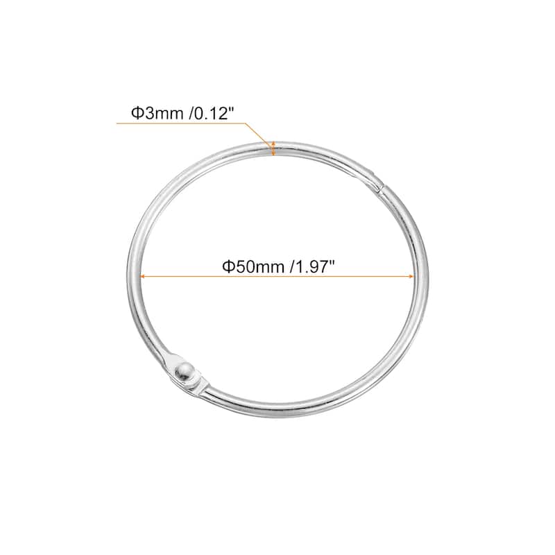Shower Curtain Rings, 20pcs - Loose Leaf Binder Rings - Silver - 2 Inch