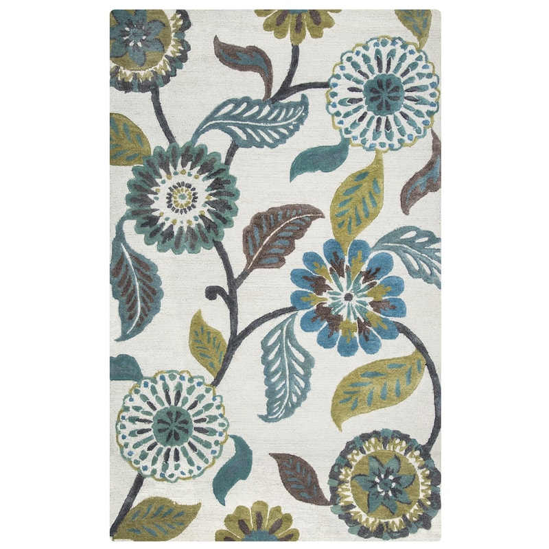 Alora Decor Milan Botanical Floral rug - 12' x 15' Rectangle - Blue/Teal