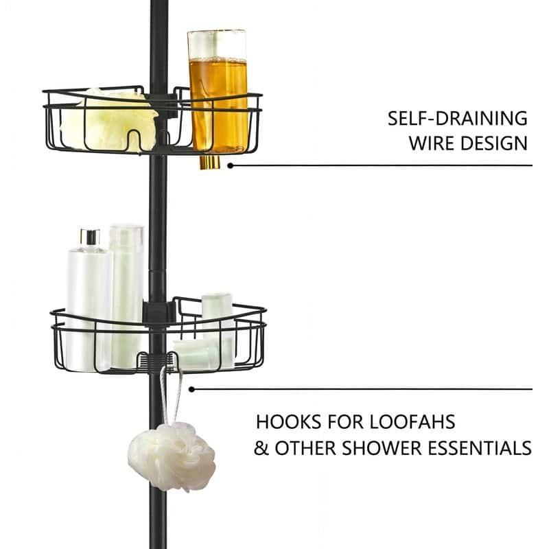 Utopia Alley 4 Tier Tension Pole Shower Caddy with 3 Baskets & Soap Tray Shelf