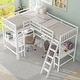 preview thumbnail 20 of 30, Wood Twin Size L-Shaped Loft Bed with Ladder and 2 Built-in Desks, Gray