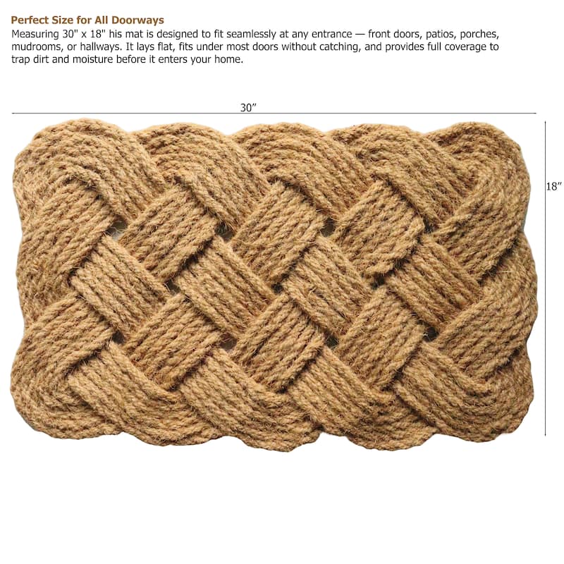 Gardenised Heavy Duty Coco Coir Doormat Non Slip PVC Baking Embossed Welcome Design Natural Coconut Fiber Floor Mat 18x30"