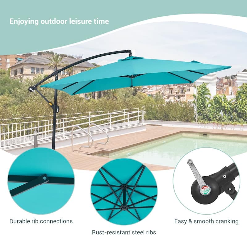 Bonosuki 8.2 x 8.2Ft Patio Offset Umbrella w/ Weighted Base
