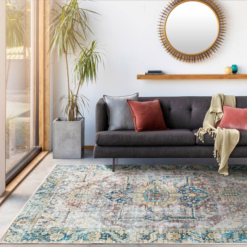 Livabliss Ikaia Traditional Medallion Machine Washable Area Rug - 7' 6" x 9' 6" - Brown/Green