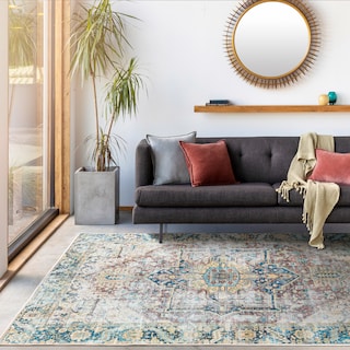 Livabliss Ikaia Traditional Medallion Machine Washable Area Rug