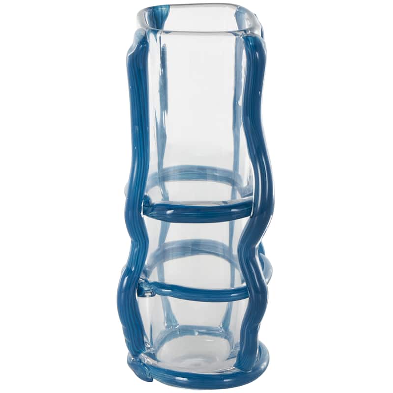 Black or Blue Recycled Glass Handmade Tall Vase with Black or Blue Glass Framing