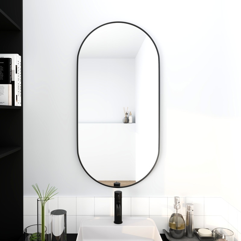 18 x 35 Inch Bathroom Mirror Black Aluminum Frame - 18*35