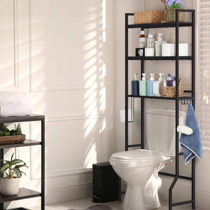 3 Tier Over the Toilet Rack - Black
