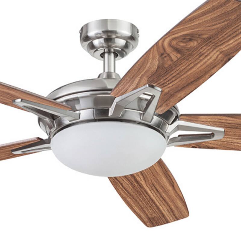 52" Prominence Home Clancy Brushed Nickel Contemporary LED Ceiling Fan with Light, Remote Control