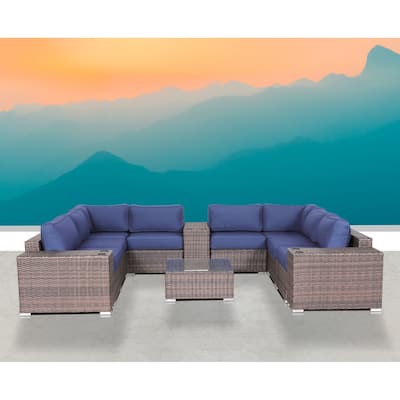LSI High-Density Polyethylene (HDPE) Wicker 6 - Person Seating Group with Sunbrella Cushions