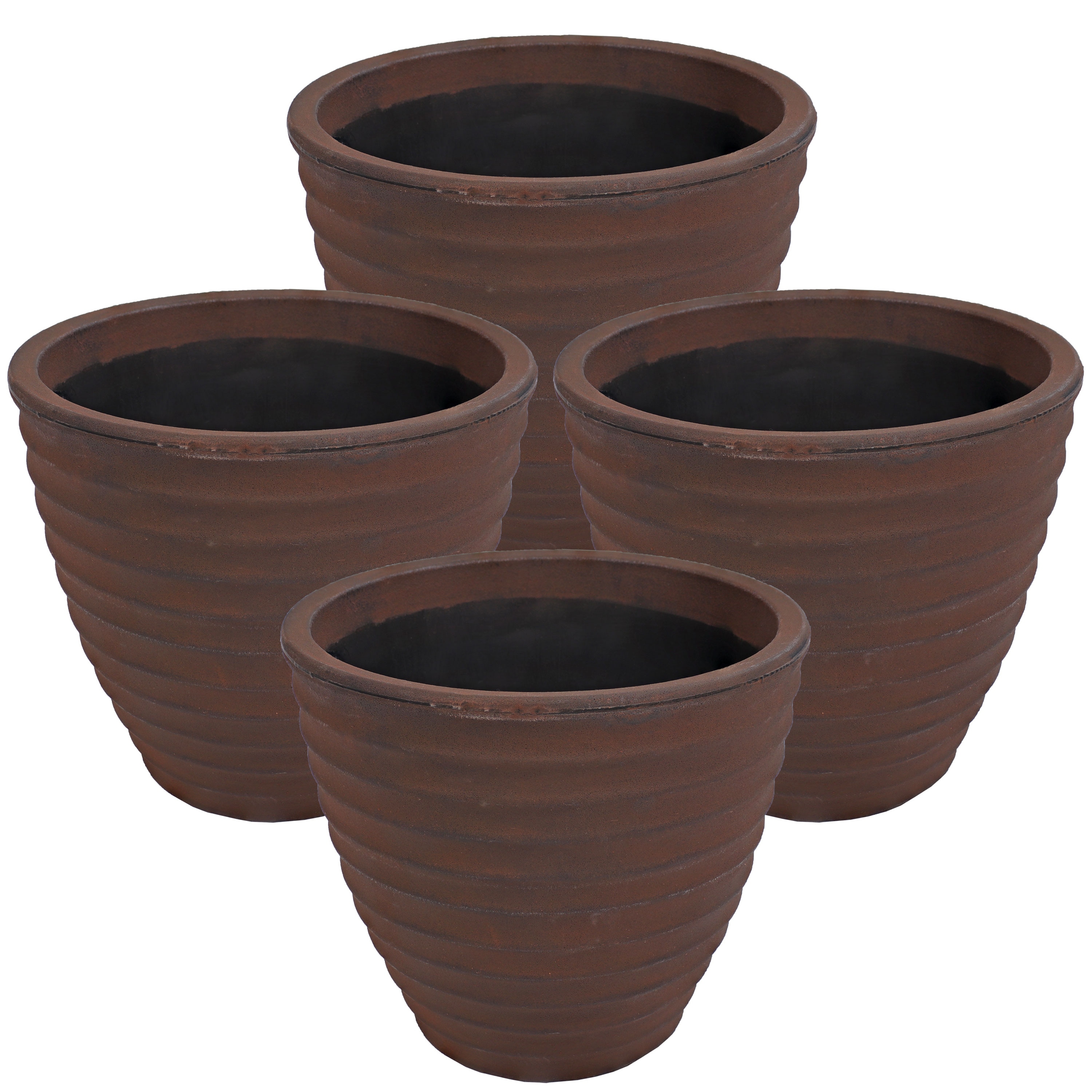 Ribbed Polyresin Outdoor Planter - Rust - Set of 4 - Bed Bath & Beyond -  40203276
