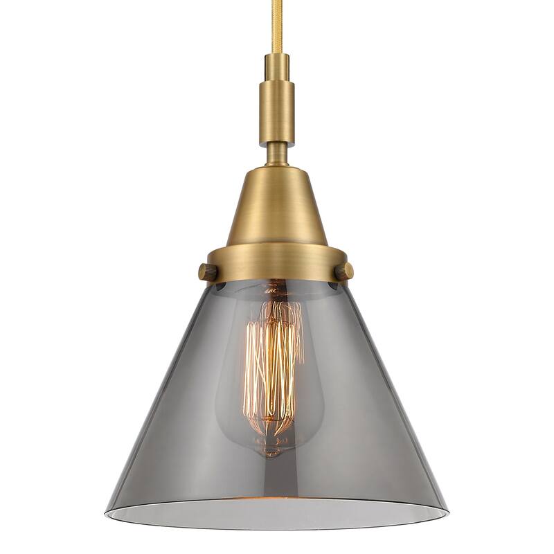 Innovations Lighting 447-1P-G43 Cone 8" Wide Mini Pendant with Light - Brushed Brass