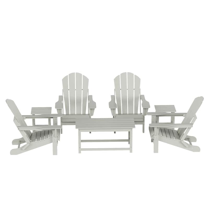 Laguna Hdpe All Weather Outdoor Patio Foldable Adirondack Chairs Conversation Set (7-Piece Set)