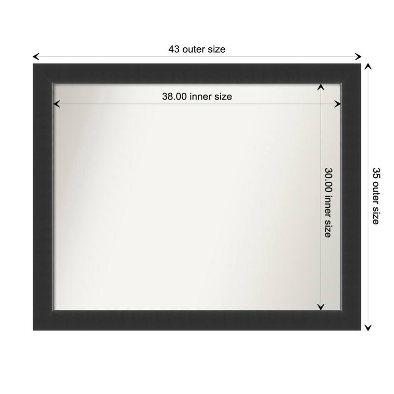 Corvino Black Framed Non-Beveled Custom Wall Mirror, Bathroom Vanity Mirror - Outer Size: 43 x 35