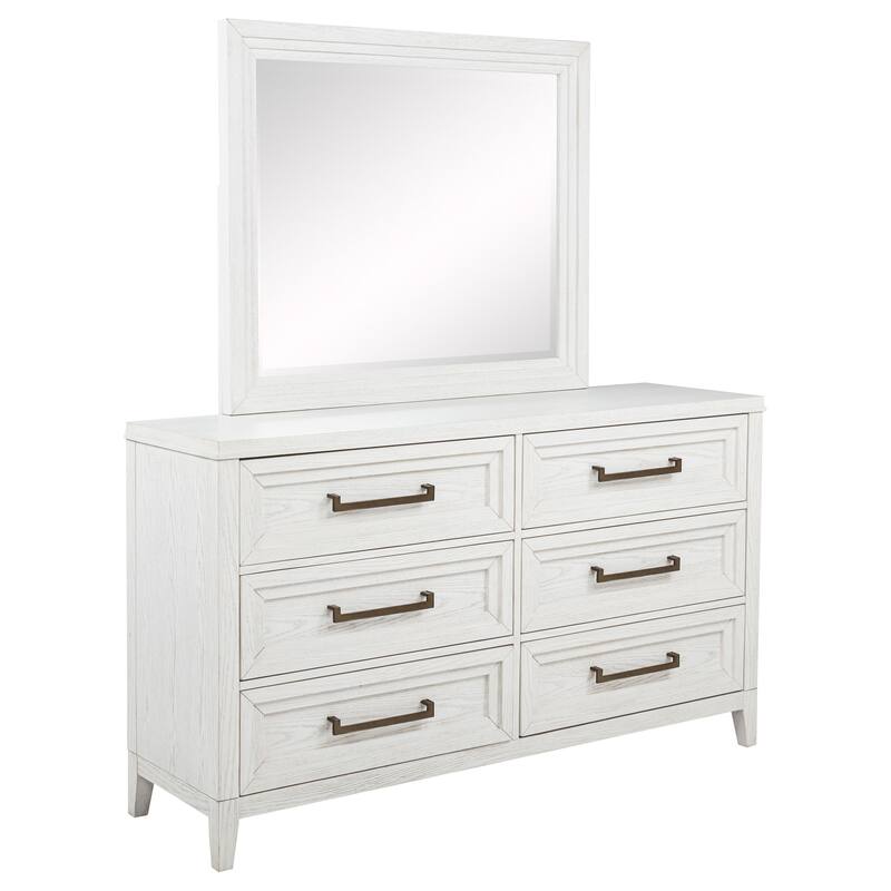 Marielle 6-drawer Dresser with Mirror Distressed White - Dresser with Mirror