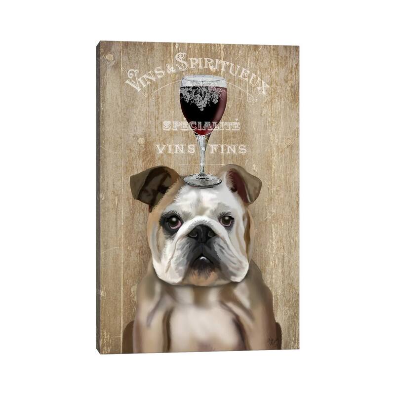 iCanvas "Dog Au Vin, English Bulldog" by Fab Funky Canvas Print