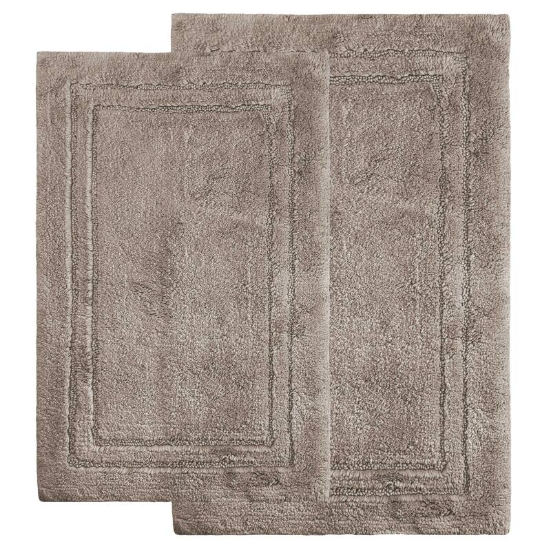 Superior Cotton Solid Non-slip Backing 2-Piece Bath Rug Set - Charcoal