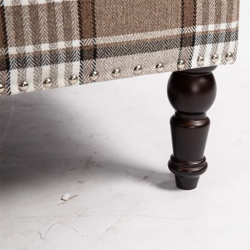 Linen Upholstered Accent Chair with Nailhead Trim and Wood Frame