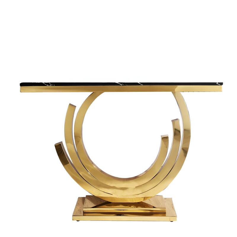 New Moon gold and Black Marble Console Table