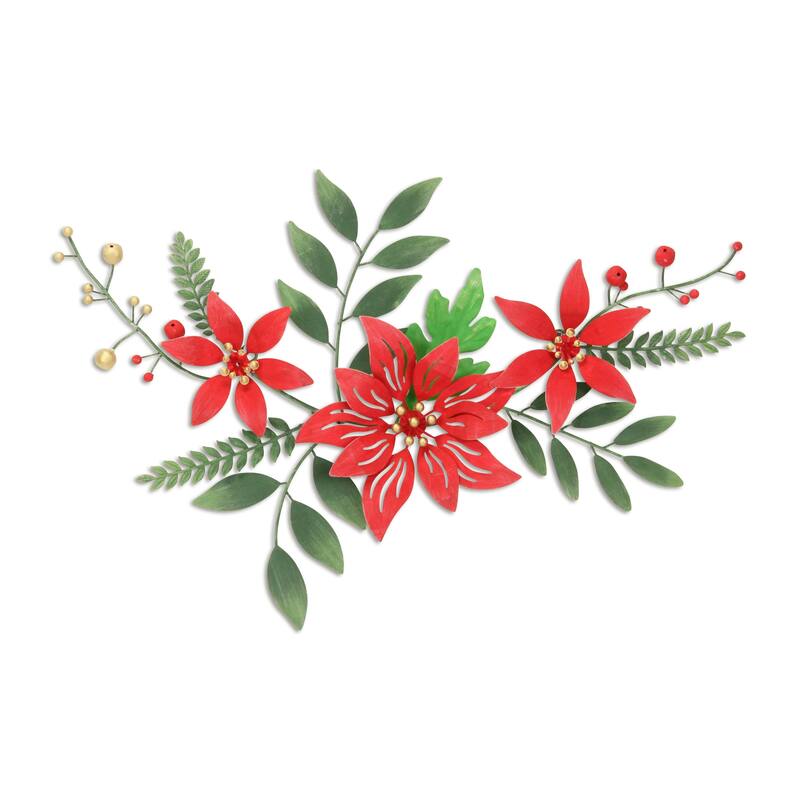 Clara Holiday Poinsettia Metal Floral Arrangement