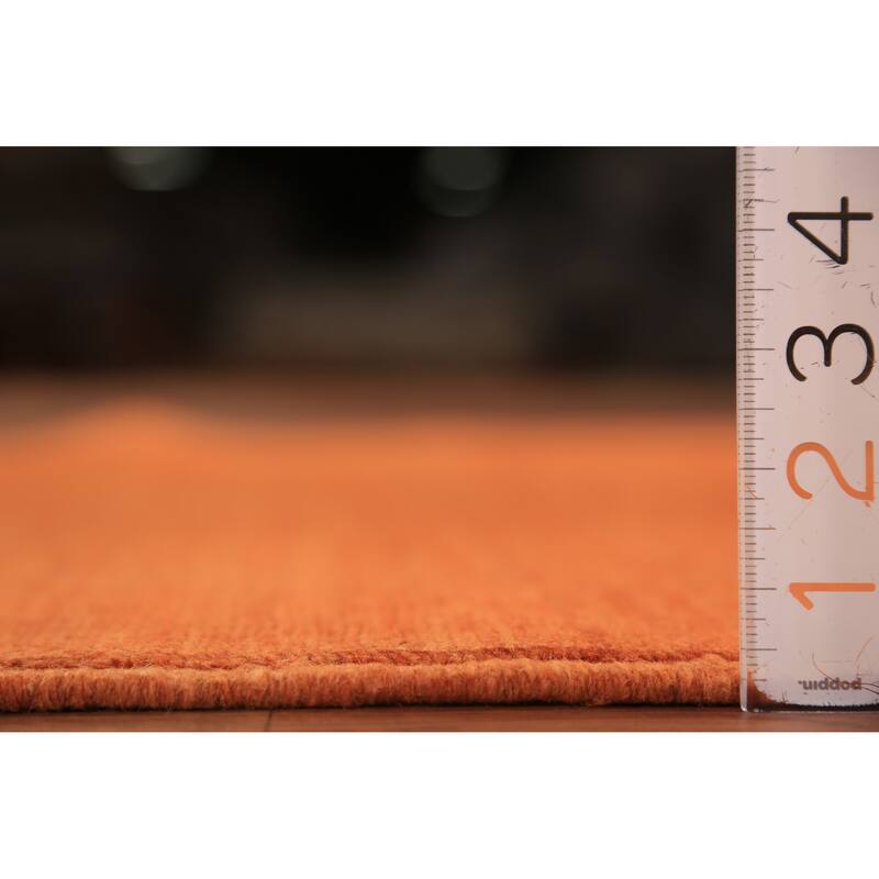 Orange Gabbeh Modern Rug Handmade Bedroom Solid Wool Carpet - 3'11" x 5'10"