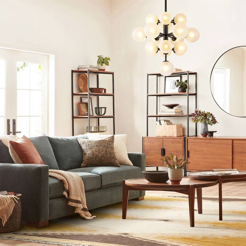 4-Tiered Modern Glam 19-Light Sputnik Cluster Frosted Glass Globe Bubble Chandelier