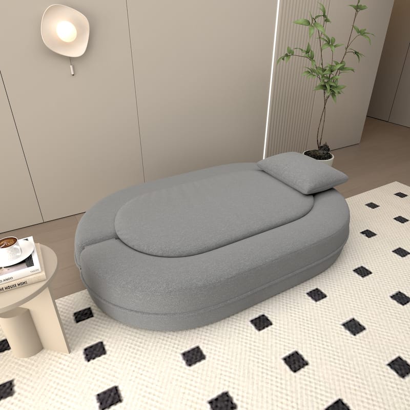 2-in-1 Lazy Couch Futon Loveseat Sofa Convertible Twin Size Floor Bed Foldable Mattress Comfy Lounge Chair with 2 Pillows