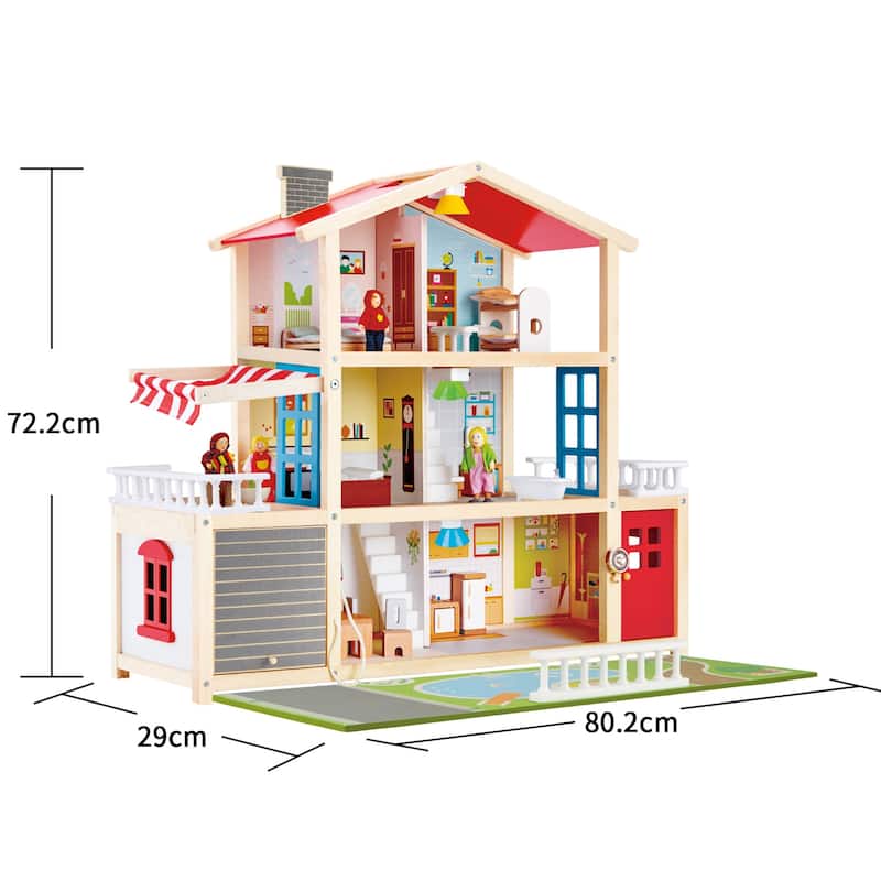 Hape Doll Family Mansion Kid's Wooden Dollhouse W/ 10 Bedrooms