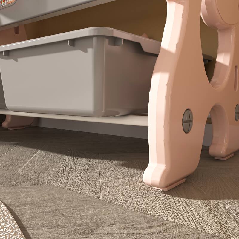 Kids Toy Storage Organizer, Toy Organizer with 2 Tier Bookshelf