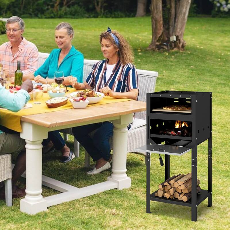 Costway 12" Outdoor Pizza Oven with Ash Tray & Wood Storage Pizza - See Details