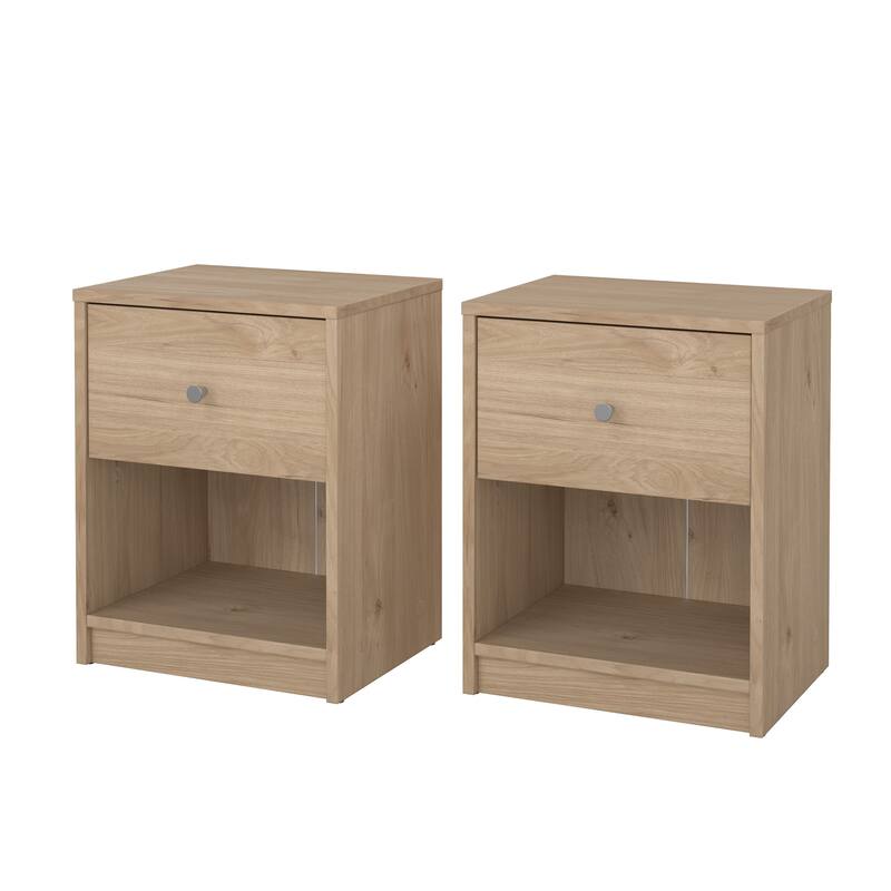 Porch & Den Portland 1 Drawer Nightstand - Set of 2 - Jackson Hickory