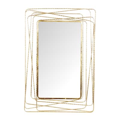 Metal Room Wall Mirror with Thin Metal Rectangle Frame - Gold - Roche River Decor
