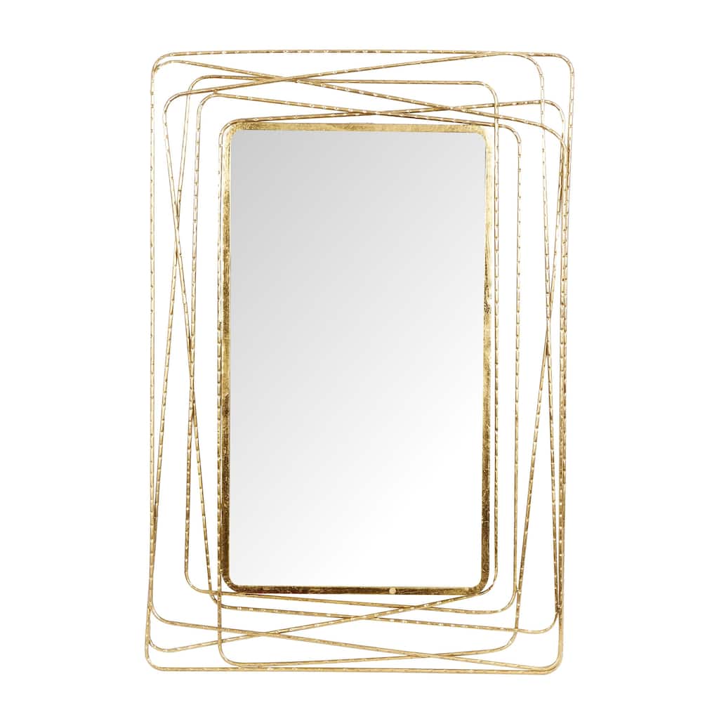 Metal Room Wall Mirror with Thin Metal Rectangle Frame - Gold - Roche River Decor