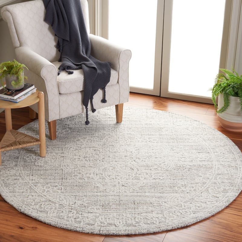 SAFAVIEH Handmade Ebony Fridny Modern Wool Rug - 6' Round - Brown/Ivory