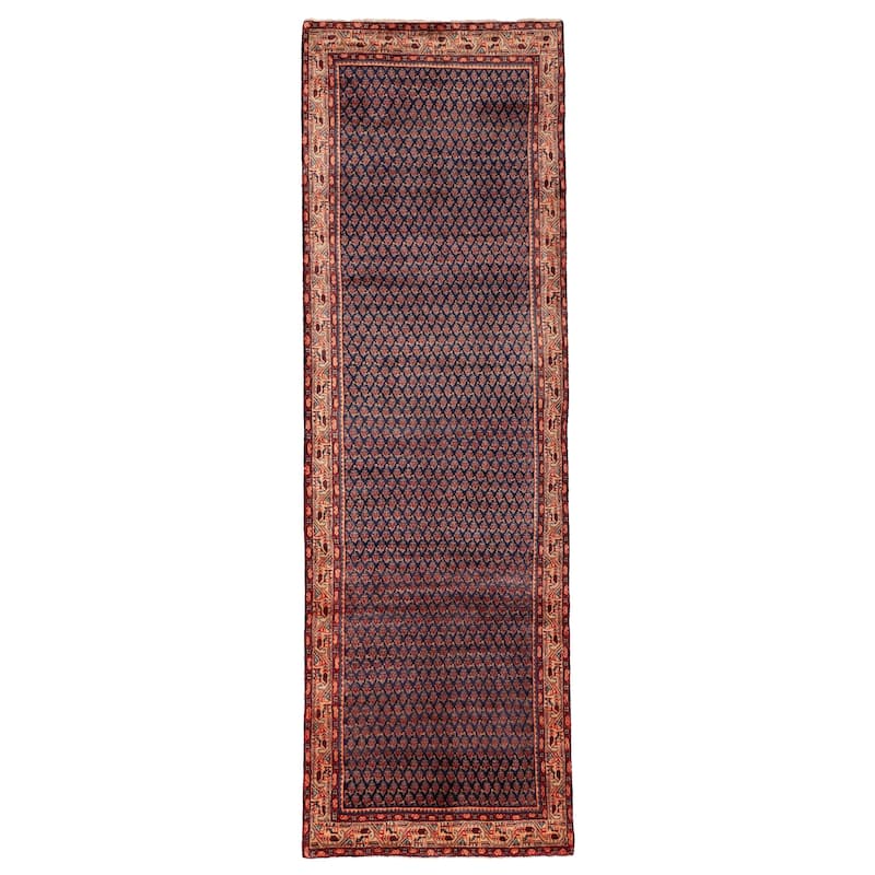 ECARPETGALLERY Hand-knotted Andelz Navy Wool Rug - 3'4 x 11'9